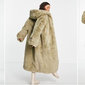 ASOS Faux Fur Hooded Coat nwot